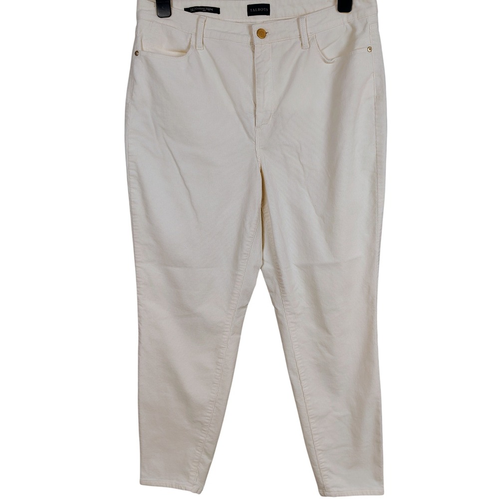 Talbots Womens SZ 14 Corduroy Jegging Curvy Ivory Cotton Blend Preppy Classic